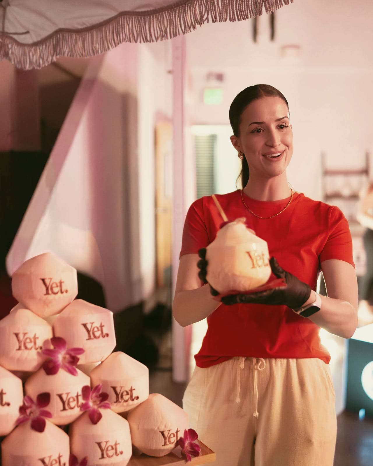 Specialist serving lululemon YET-stamped coconuts